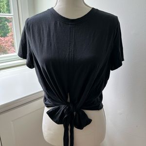 lululemon black front tie cropped tee